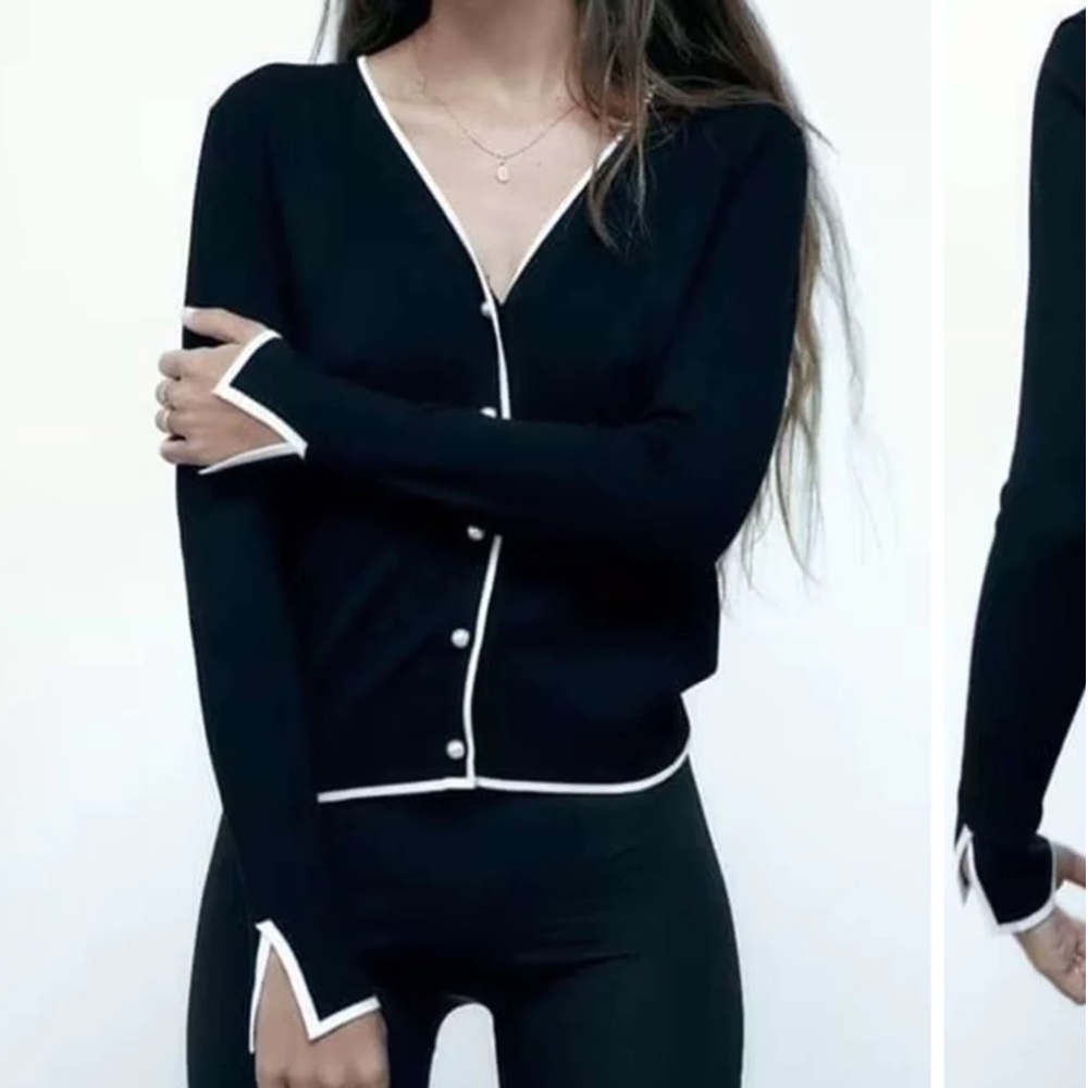 Zara Button Down Knit Sweater Medium - image 3